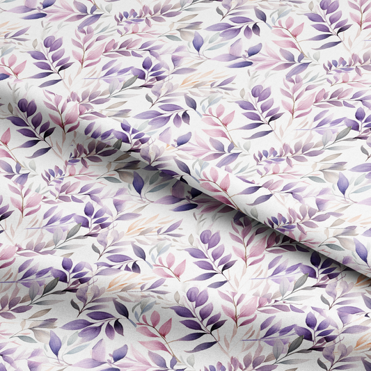 Purple Leaves Pattern Digital Printed Fabric