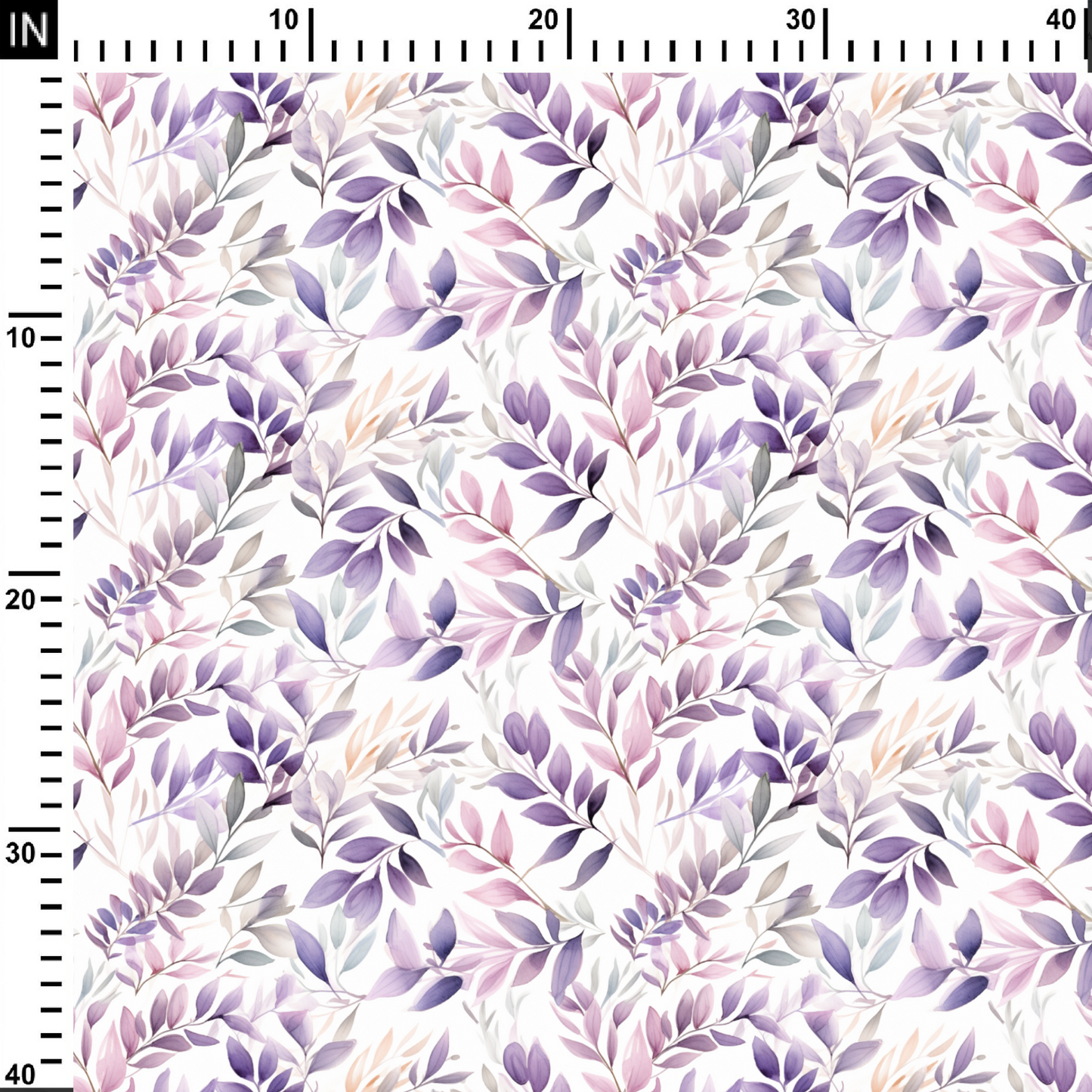 Purple Leaves Pattern Digital Printed Fabric