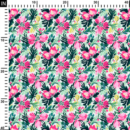 Blush Pink Floral Digital Printed Fabric