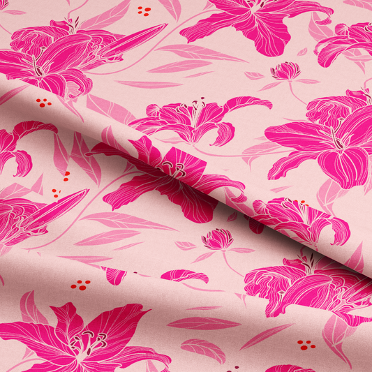 Lily Flower Pattern Digital Printed Fabric