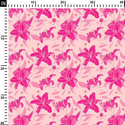 Lily Flower Pattern Digital Printed Fabric