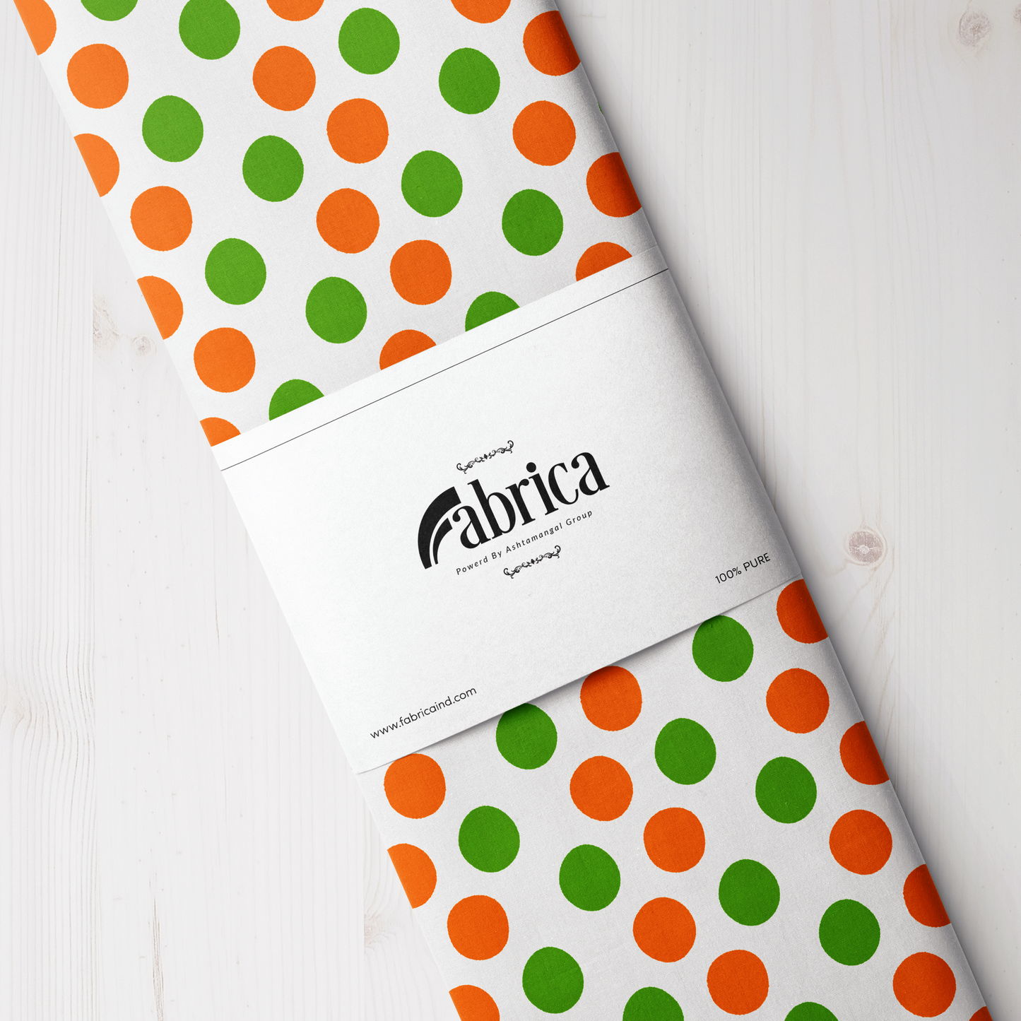 Orange And Green Polka Dot Digital Printed Fabric