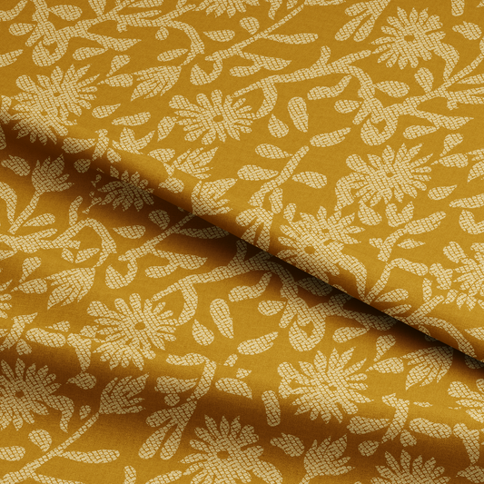 Yellow Flower Pattern Digital Printed Fabric