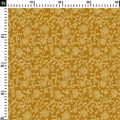 Yellow Flower Pattern Digital Printed Fabric