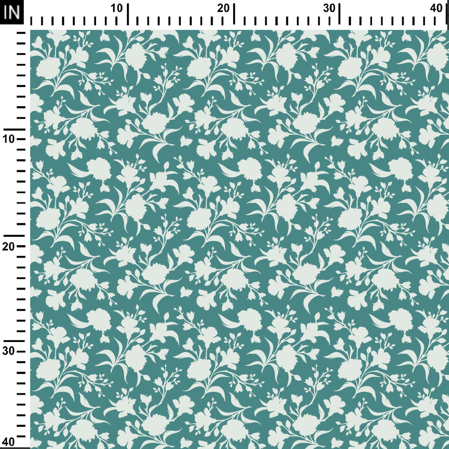 White Flowers Pattern Digital Printed Fabric