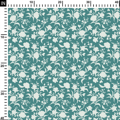 White Flowers Pattern Digital Printed Fabric