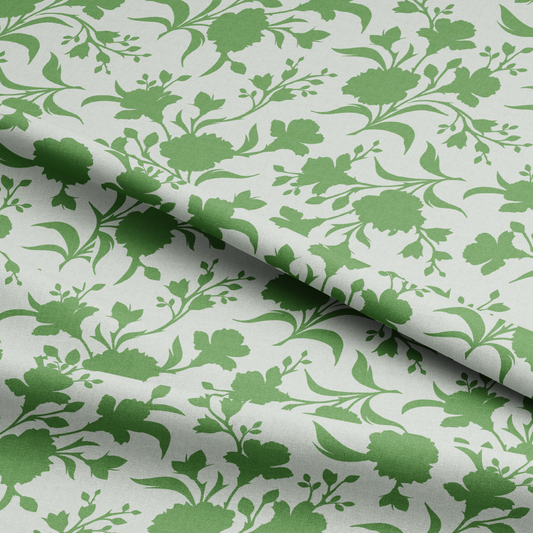 Green Flowers Pattern Digital Printed Fabric