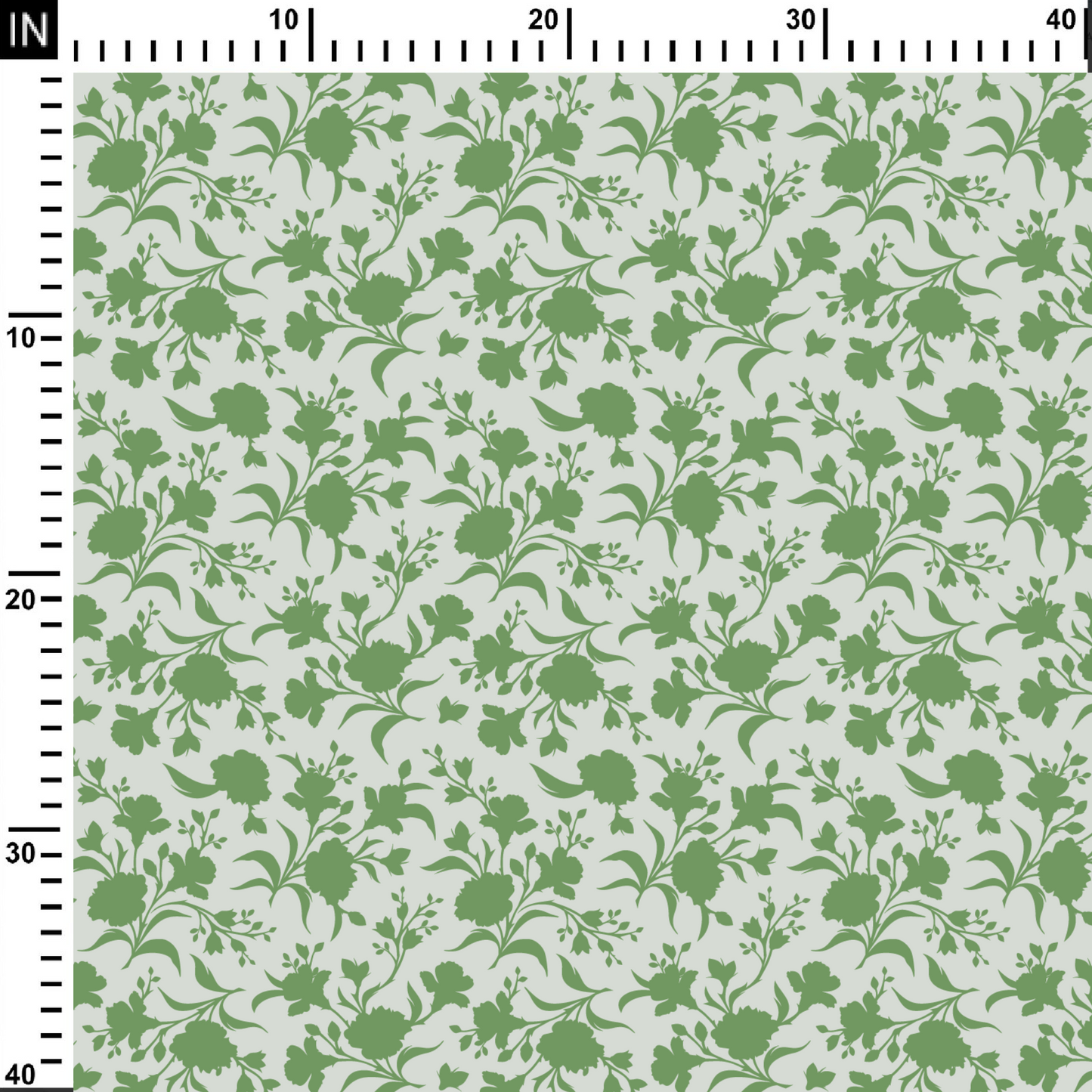 Green Flowers Pattern Digital Printed Fabric