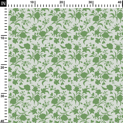 Green Flowers Pattern Digital Printed Fabric