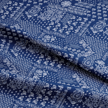 Batik Indigo Digital Printed Fabric fabricaind